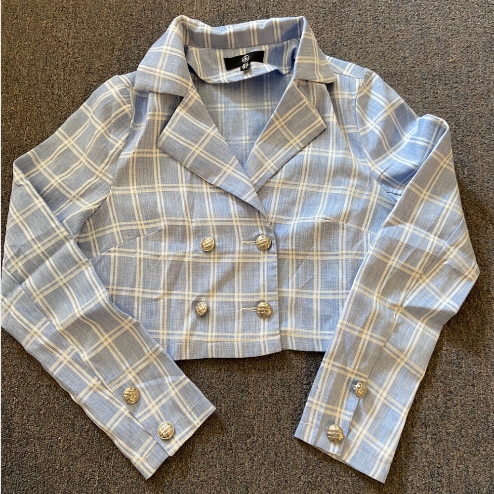 Missguided Cropped Check Tailored Jacket